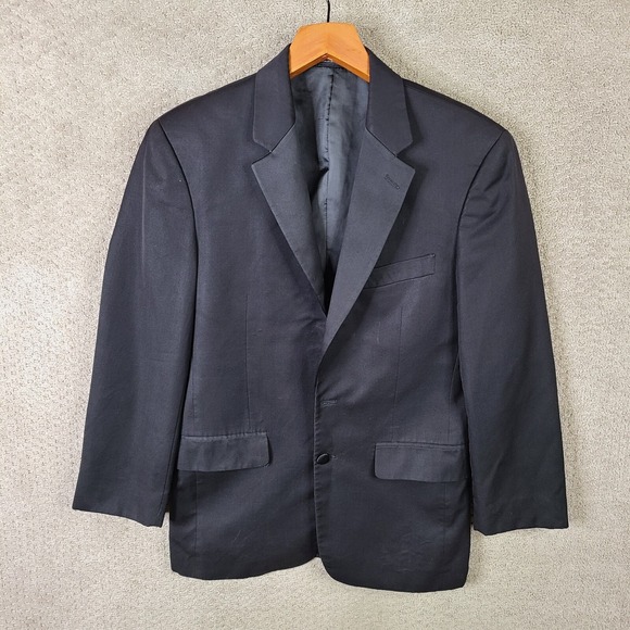 Vintage Calvin Klein Tuxedo Jacket Mens 36S Black Evening Blazer Super 120s Wool - Picture 1 of 14